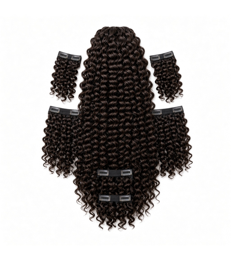 Seven-Piece Clip-In Set (7 Pieces) | 18″ Deep Spiral Curl